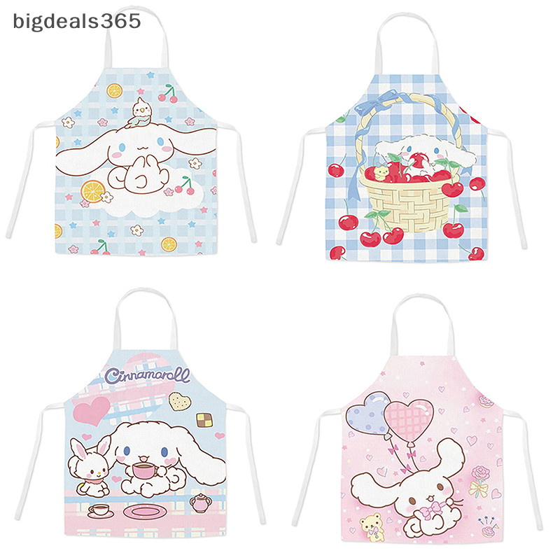 SANRIO [ใหญ่365] น่ารัก ซานริโอ เด็กพ่อแม่และลูกผ้ากันเปื้อน ซินนามอนโรล การ์ตูนแขนกุดผ้ากันเปื้อนครัวน้ํามันหลักฐานกันเพรียงทําความสะอาดเครื่องมือหุ้นใ