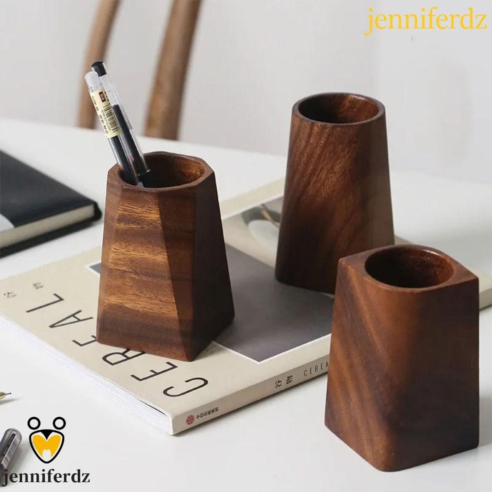 Jenniferdz กล่องไม้วอลนัท อเนกประสงค์ ขนาดใหญ่ จุของได้เยอะ สไตล์วินเทจ สําหรับใส่แปรงแต่งหน้า ปากกา ดินสอ
