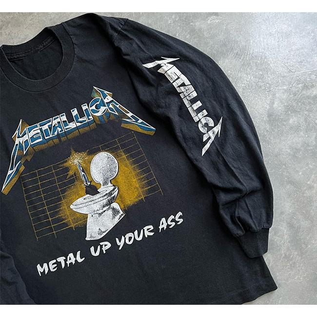 ทําลาย!Metallica1982 อัลบั้ม Metal up Your Ass Pure Cotton พิมพ์แขนยาว T