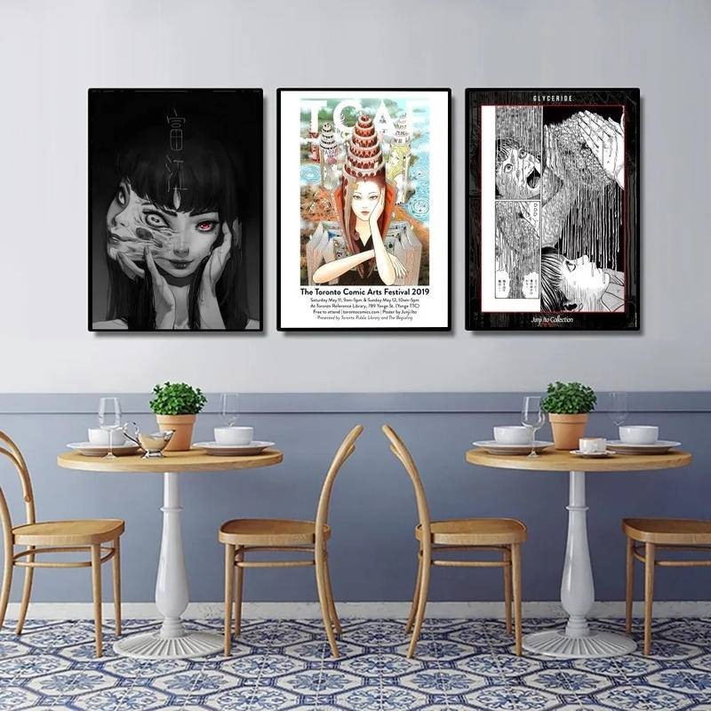 Ito Junji Horror Comics โปสเตอร์ไม่มีกรอบโปสเตอร์ Kraft Club Bar กระดาษ Vintage โปสเตอร์ Wall Art ภาพวาด