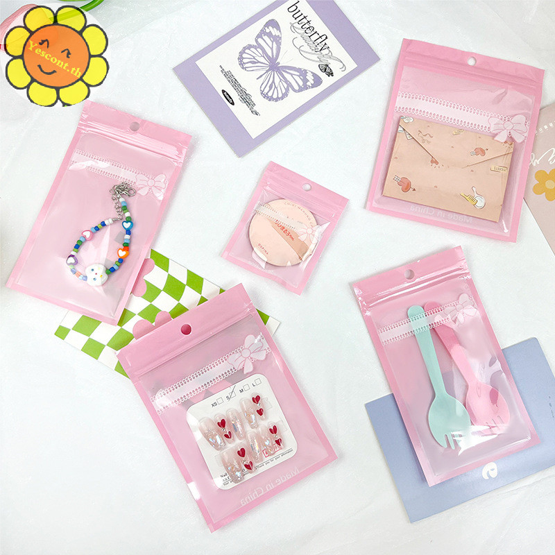 Yescont 20 ชิ้น/แพ็คน่ารักโบว์โบว์กระเป๋าResealableกระเป๋าSelf Sealing LockสําหรับDiyเครื่องประดับขายปลีกบรรจุภัณฑ์จอแสดงผลTH