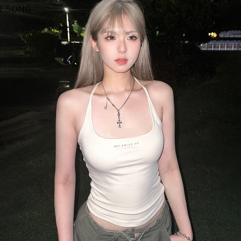 Esong ใหม่ เสื้อกั๊กลําลอง แขนสกินนี่ เปิดไหล่ หรูหรา แฟชั่น สไตล์สตรีท สําหรับผู้หญิง