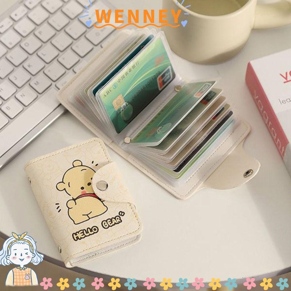 กระเป๋าใส่การ์ด WENNY, หมีพูห์ความจุขนาดใหญ่ฝาครอบการ์ด, น่ารักบางเฉียบ Anti-degaussing Sanrio Pochacco Card Sleeve ผู้หญิง