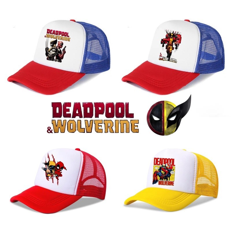 Marvel Deadpool vs Wolverine อะนิเมะพิมพ์เบสบอลหมวกแฟชั่น Breathable Sunshade อุปกรณ์การเดินทางของขวัญวันเกิดผู้ใหญ่และเด็ก