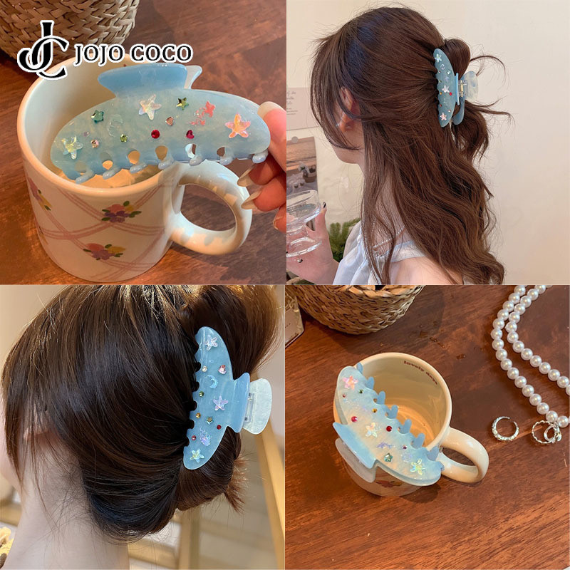 Jojo COCO Blue Ocean Painted Hairpin แฟชั่นสไตล์เกาหลี Luruxy ผู้หญิงทุกวันกิ๊บติดผมอุปกรณ์เสริม