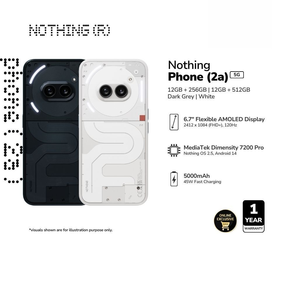 Nothing Phone (2a) 5G (12GB+256GB) 6.7" ยืดหยุ่น AMOLED l MediaTek Dimensity 7200 Pro 5G l NFC