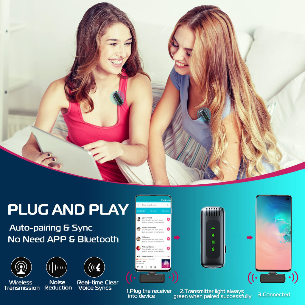 J11/J13 Wirelessไมโครโฟน ไร้สายลดเสียงรบกวน ไมโครโฟนบันทึกสัมภาษณ์สดสำหรับโคมไฟประเภท ไมโครโฟนไร้สาย พร้อมเคสชาร์จ