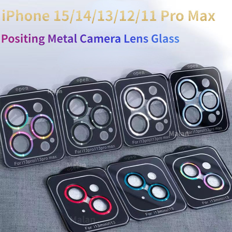 คลุมทั้งหมดเลนส์กระจกสําหรับiphone 15 14 13 12 11 Pro Maxโลหะป้องกันกล้องสําหรับ14 15 Plus 12 13 Miniตําแหน่งรุ่นEagle Eyeแก้วกล้องป้องกันฟิล์ม