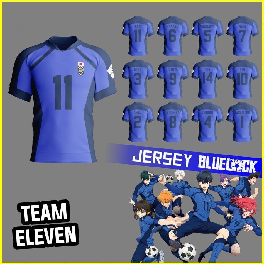 Bx Jersey อะนิเมะคอสเพลย์ Blue Lock Team Eleven Isagi Yoichi เทรนด์เสื้อยืดแขนสั้นพิมพ์ลาย 3D
