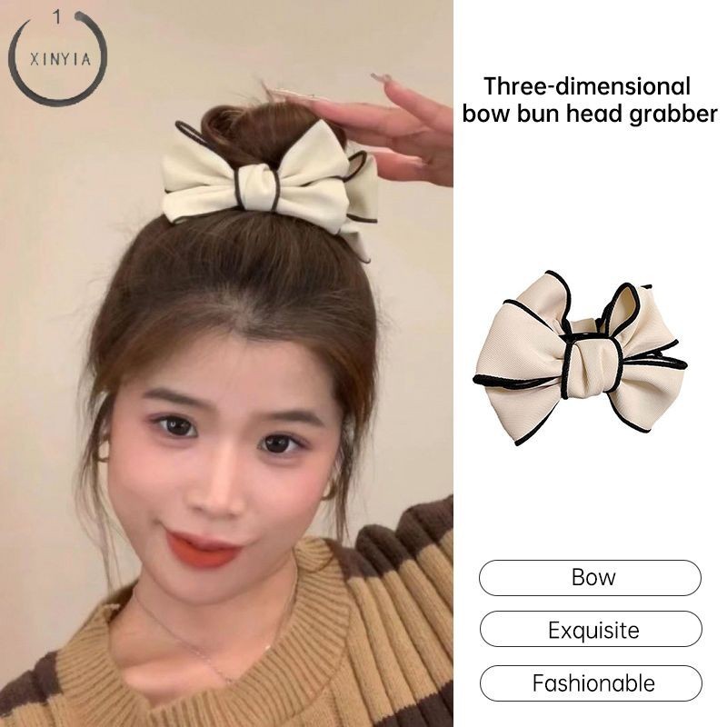 จัดส่งที่รวดเร็ว 3d Bow Bun ผม Claw คลิปอารมณ์กิ๊บติดผมเรียบง่าย Ins กิ๊บหวาน-XINYIA1