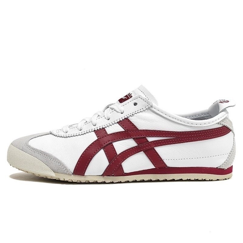 Onitsuka Tiger MEXICO 66รองเท้าผ้าใบสีแดง Onitsuka สีแดงขนาดสวยสำหรับผู้ชายและผู้หญิง