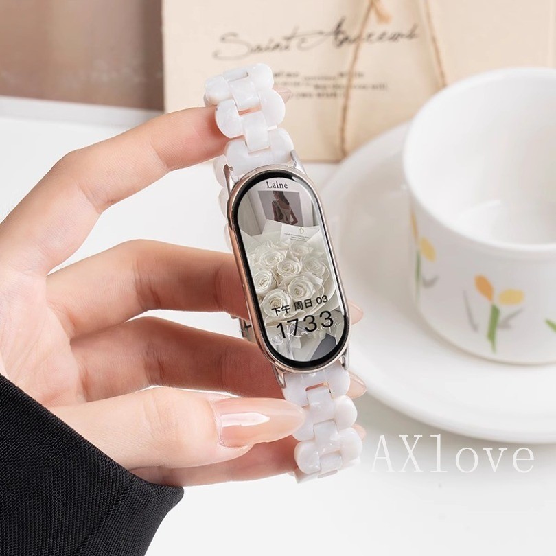 สายรัดสําหรับ เสี่ยวหมี่ ไมล์ วงดนตรี 9 8 เอ็นเอฟซี สร้อยข้อมือสําหรับ ไมล์ วงดนตรี 9 ไมล์ วงดนตรี 8 สายนาฬิกาแฟชั่นเรซิ่นอะคริลิพลาสติกแข็งสายรัดข้อมืออุป - รูปที่ 2