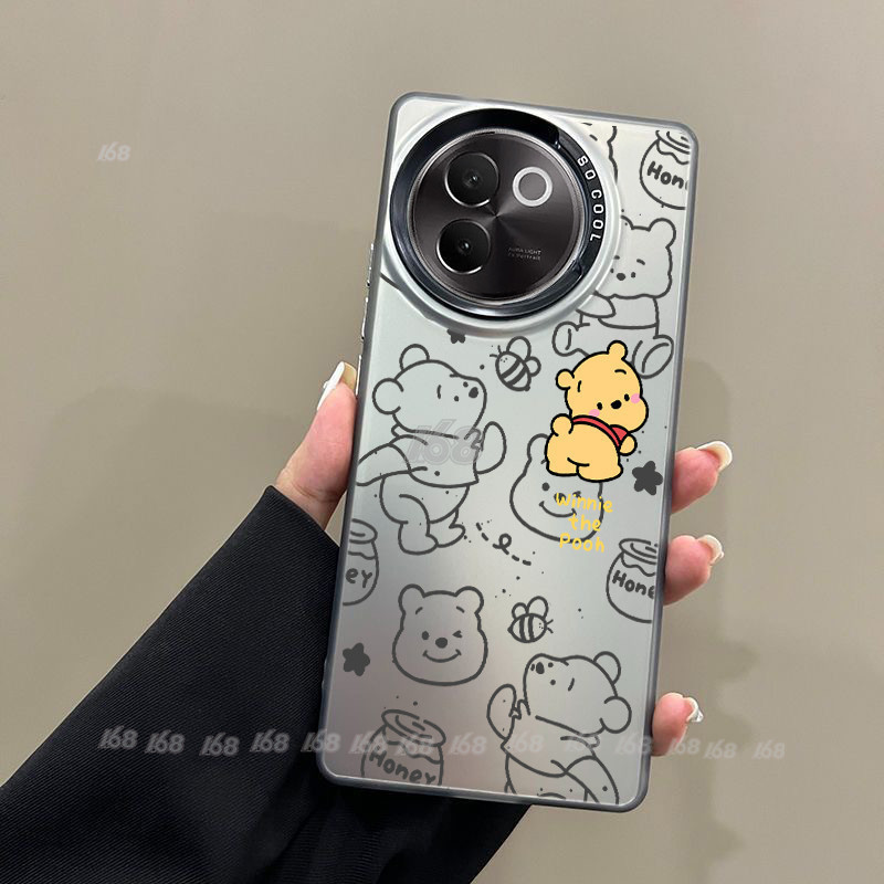 เคส Vivo V30E 5G การ์ตูนวินนี่เดอะพูห์โลโซแบร์ Winnie the Pooh Lotso Bear เคสกันกระแทก เคสแข็งด้าน ปุ่มชุบหรูหราฝาครอบโทรศัพท์ป้องกันลายนิ้วมือสําหรับนักเรียนหญิง