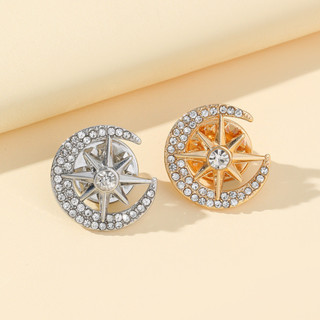 Star Moon เข็มกลัดแฟชั่นที่ไม่ซ้ํากัน Headscarf Neckline ตกแ…