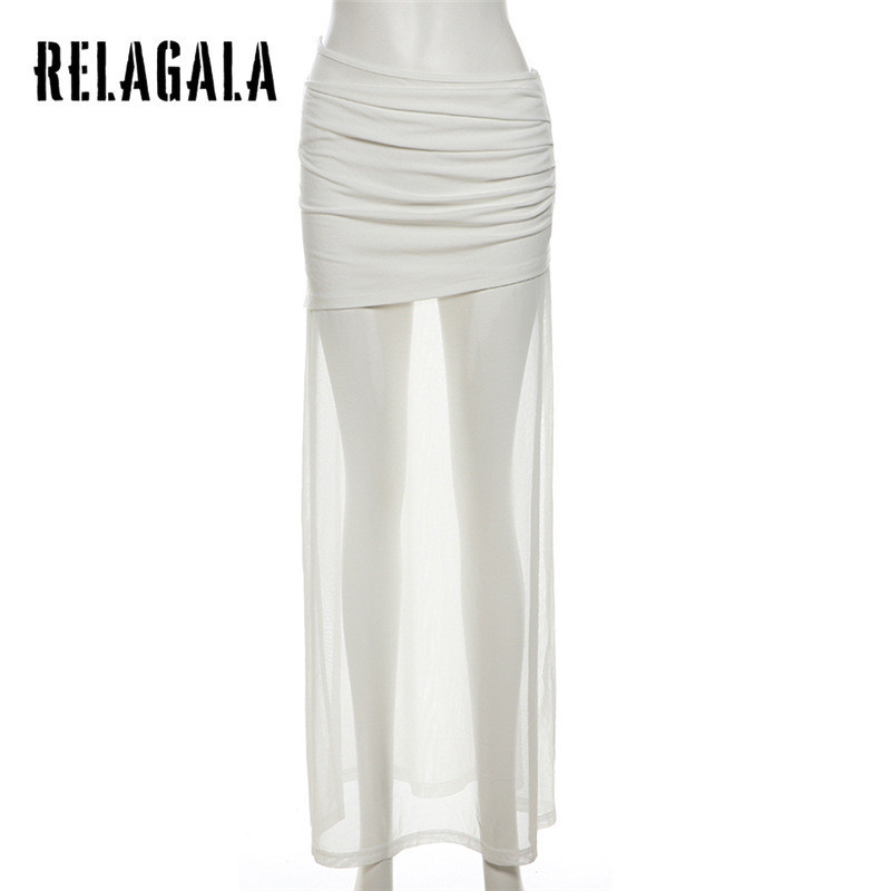 RelaGala กระโปรงผ้าโปร่งเอวสูงสไตล์ใหม่ของผู้หญิง Slim Street — صورة 6