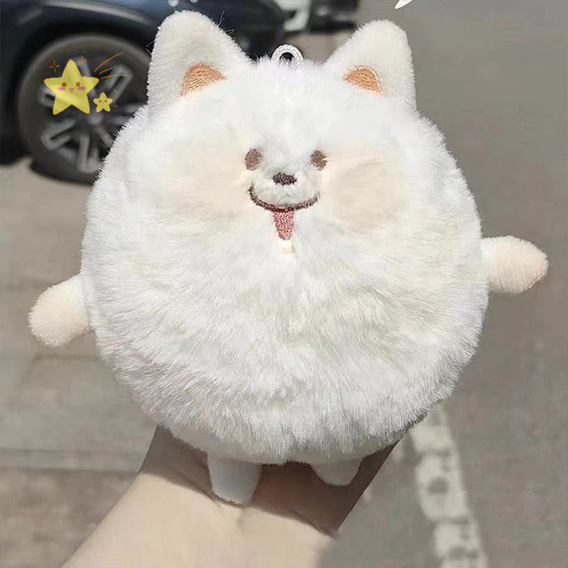[JBTH] 1PC Samoyed ตุ๊กตาตุ๊กตา Squeak ตุ๊กตาสัตว์ตุ๊กตาพวงกุญแจ Plushies ของเล่นผู้ถือกุญแจกระเป๋าจี้อุปกรณ์เสริมกุญแจรถ [JB]