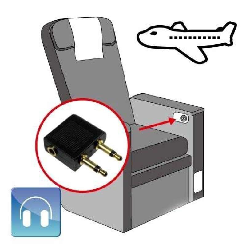 หูฟังเล่นเกมส์ Airline Airplane Earphone Headphone Headset Jack Audio Adapter 3.5mm เครื่องบินสายการ