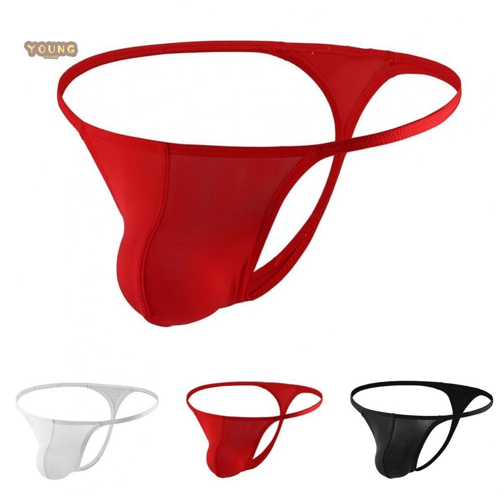 Ice Silk Underwear Regular Length Sexy Style Solid Color High Stretch Low Waist