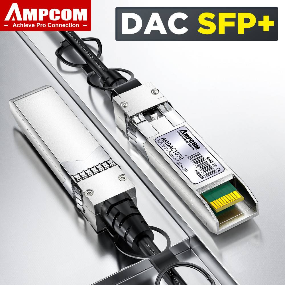 Ampcom DAC สายเคเบิลเชื่อมต่อโดยตรงทองแดง, Passive 10G SFP + DAC Twinax สําหรับ Cisco, Mikrotik, Ubiquiti, Meraki