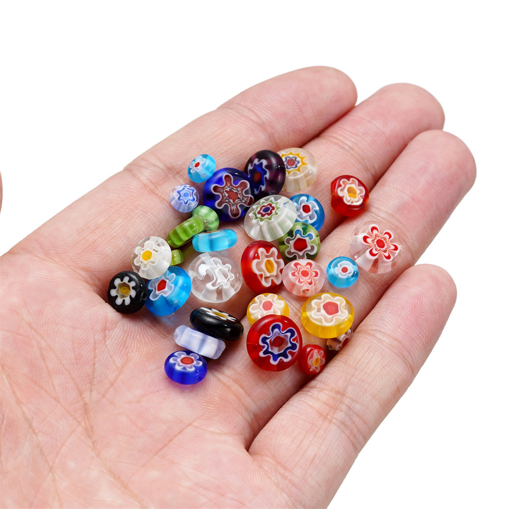 St. kunkka 6-10 มม.ลูกปัดดอกไม้แก้ว 10-64 ชิ้น Retro รูปแบบลูกปัดรอบสําหรับ DIY สร้อยข้อมือสร้อยคอทํา - รูปที่ 5