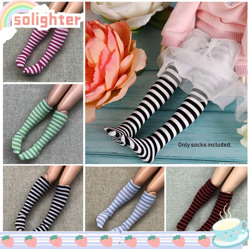Solighter 1 คู่ถุงเท้าลายคุณภาพสูงตุ๊กตาตกแต่งของเล่น DIY ตุ๊กตาเสื้อผ้าอุปกรณ์เสริม