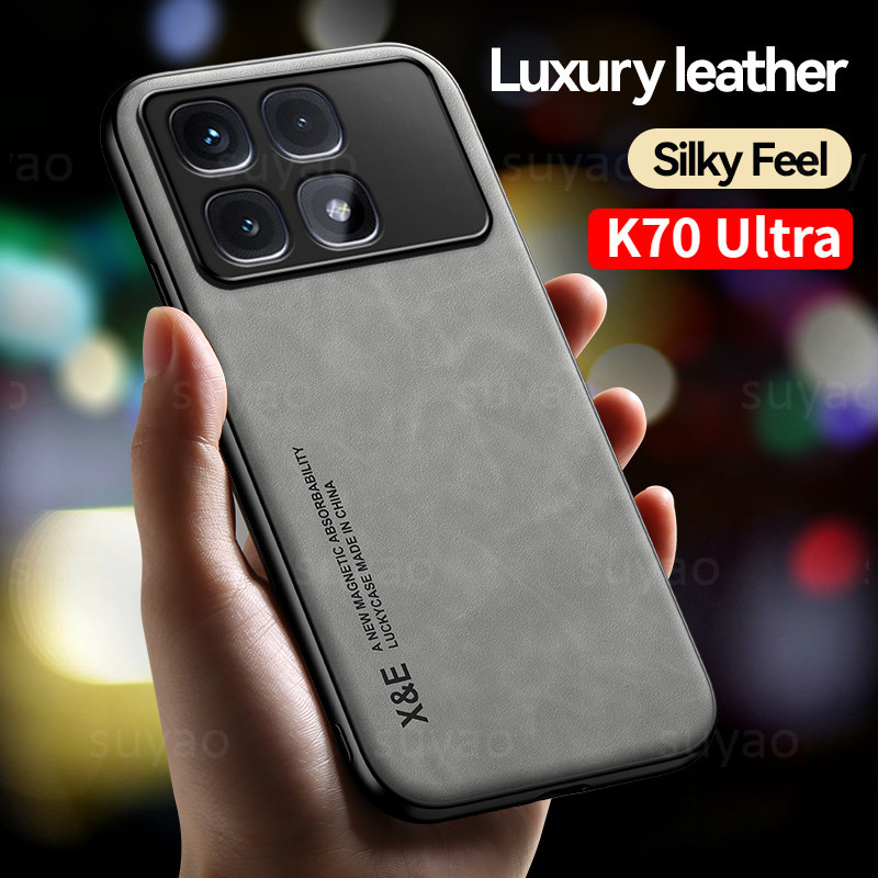 สําหรับredmi K70 Ultra K70Ultra E Pro K70E K70Pro K60 K 70 5Gโทรศัพท์กรณีหนังรถปลอกแม่เหล็กหรูหราPU RedmiK70 กันชนกันกระแทกป้องกันกล้องซิลิโคนFundasปกหลัง