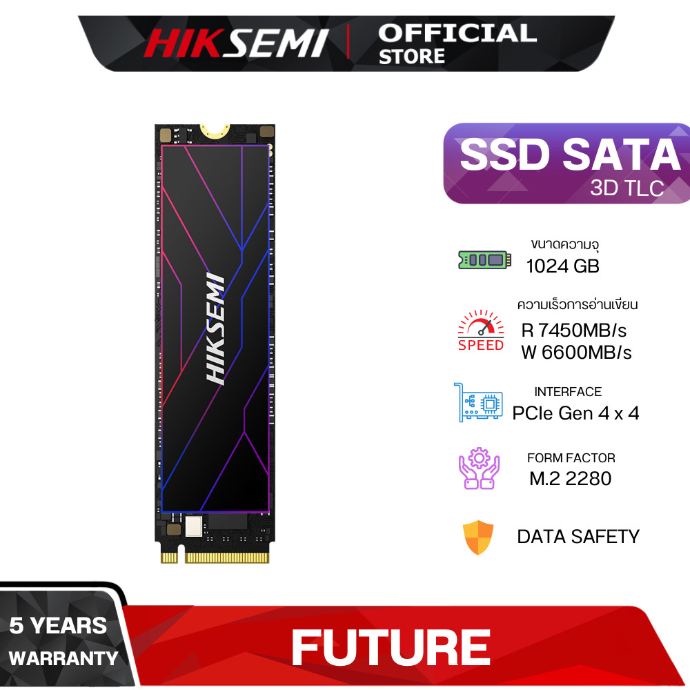 HIKSEMI FUTURE SERIES SSD 1024GB PCIe Gen4 x 4 NVMe READ 7450MB/s WRITE 6600MB/s WARRANTY 5 YEARS