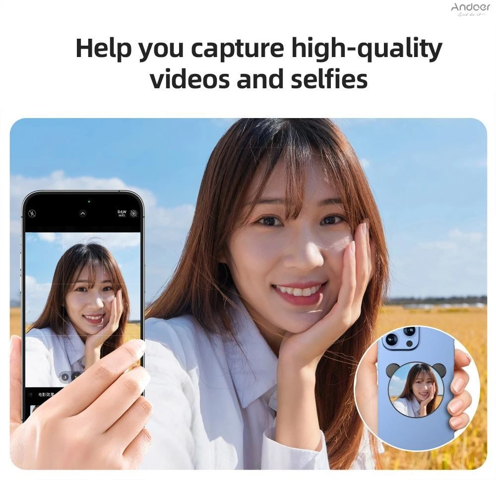 【จัดส่งด่วนในพื้นที่】Universal Magnetic Selfie Mirror สําหรับโทรศัพท์กลับกล้อง Universal โทรศัพท์ Selfie Mirror สําหรับ iephone 15/14/13/12 Android สมาร์ทโฟนวิดีโอ Selfie Vlog อุปกรณ์เสริม thumbnail 8