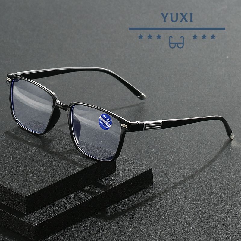 มาใหม่+11.00+1.50+.2.00+2.50+3.00+3.50+4.00ใหม่กรอบเล็กสแควร์ป้องกันแสงสีฟ้าแว่นอ่านหนังสือวัยกลางคนและวัยชราธุรกิจสายตายาวแว่นตา