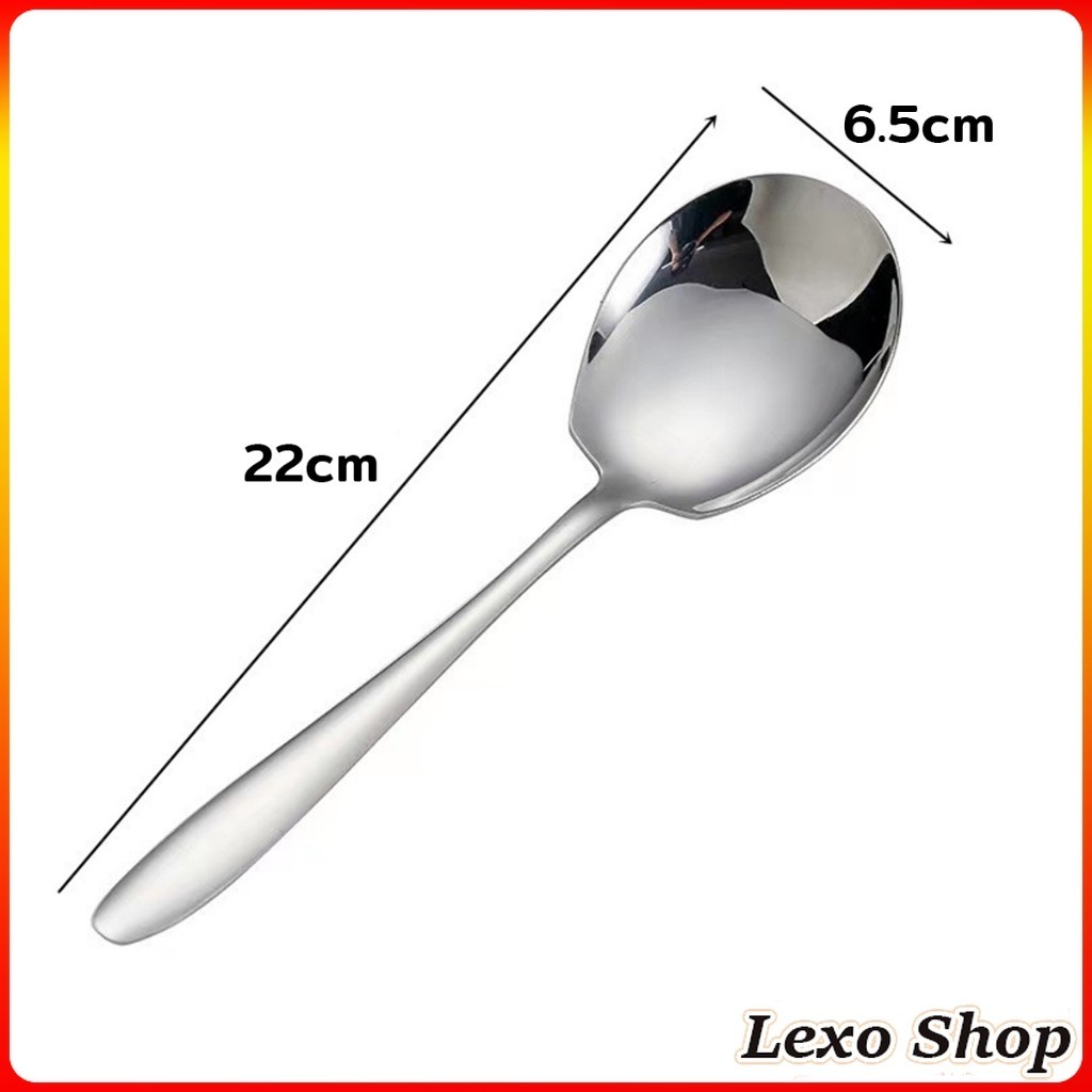 LEXO ช้อนเงินสแตนเลส ช้อนไอศครีม ตักซุป Stainless steel รูปที่ 8
