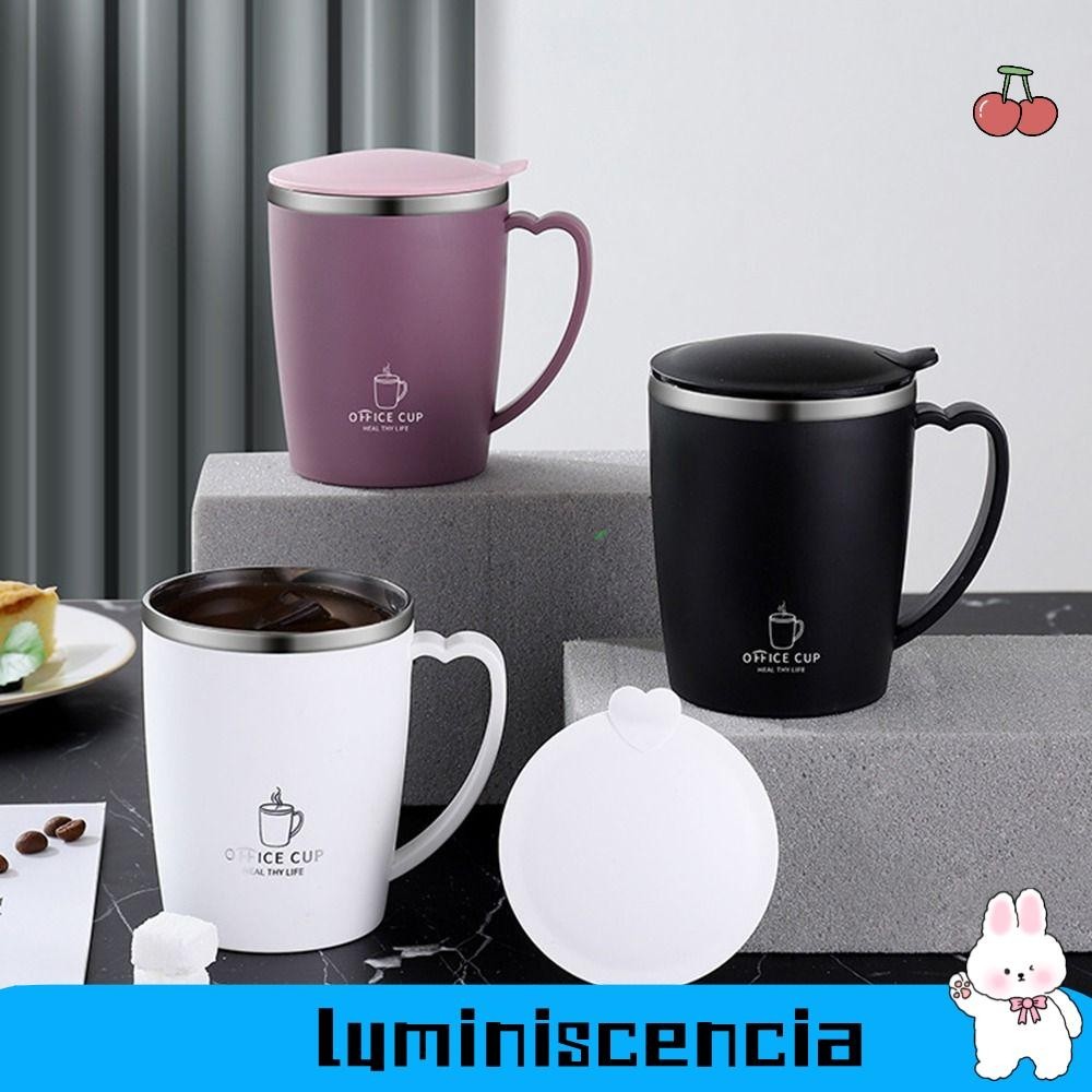 แก้วกาแฟ ลูมินัสเซีย, ถ้วยฉนวนผนังคู่สแตนเลส, 350มล พร้อมที่จับและฝาปิดถ้วยเดินทางป้องกันการรั่ว