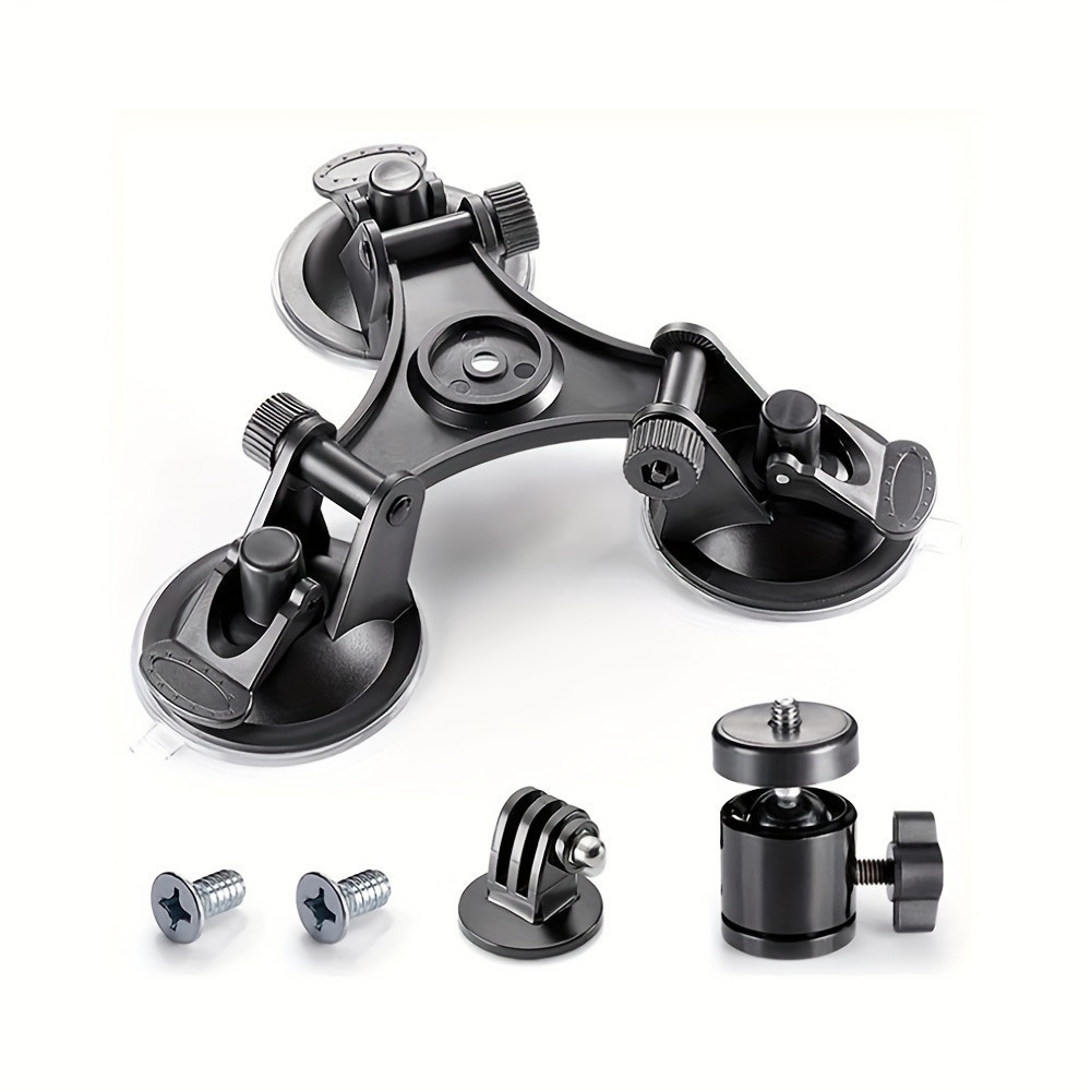 ใหม่tripleดูดถ้วยรถmount Heavy Dutyขาตั้งกล้อง 360 BallสําหรับGoPro 12 Insta 360 X3 DJI Action DSLR Mirrorlessกล้อง,แดชบอร์ดกระจกหน้าต่างHi-Speed