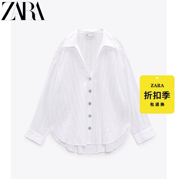 zara เสื้อเชิ้ต zara แท้ เว็บไซต์อย่างเป็นทางการของ ZARA ของแท้ใหม่ผู้หญิงแนวตั้งลูกไม้หลวมเสื้อเชิ้