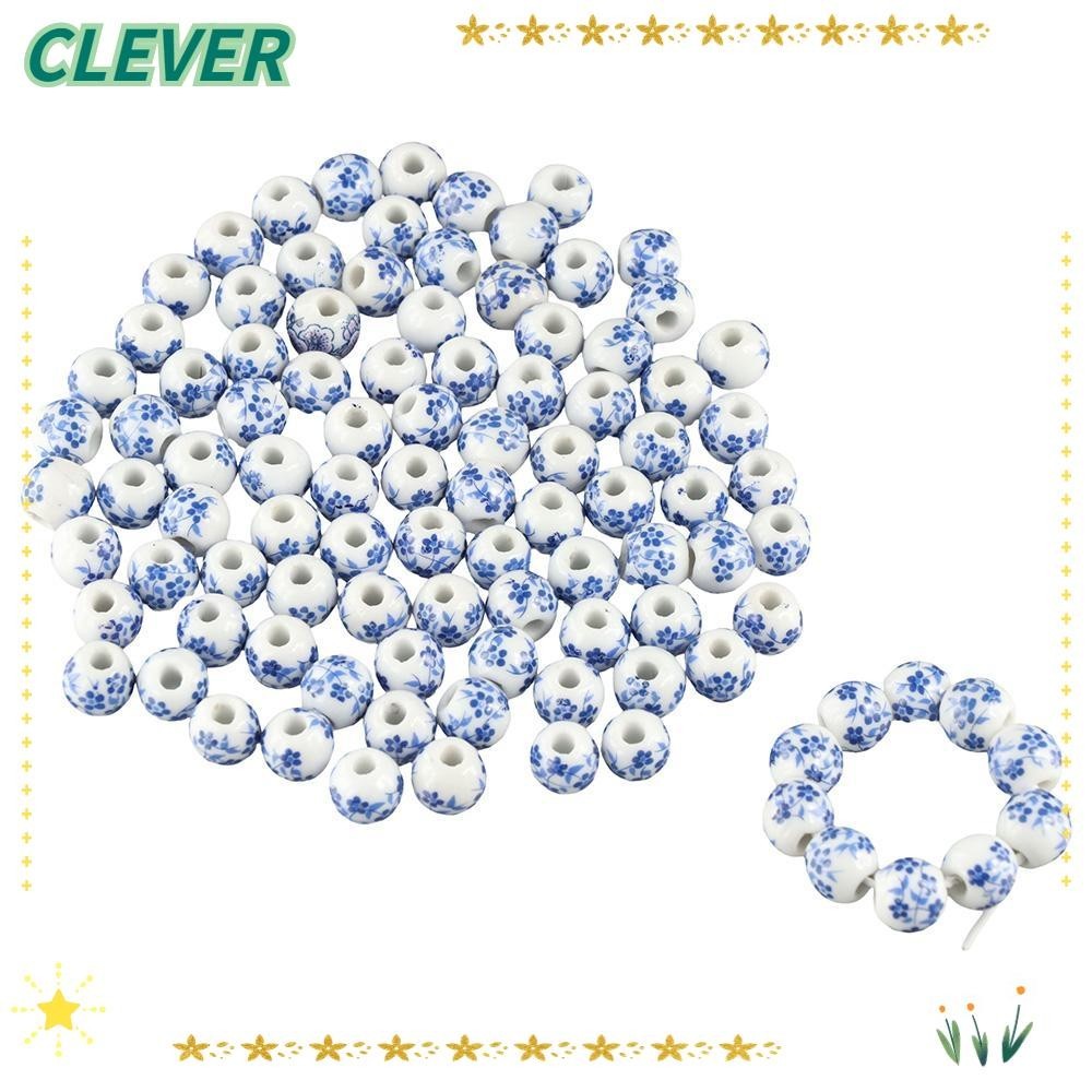 Clever 100 ชิ้นลูกปัดเซรามิค, 100 ชิ้น 10 มิลลิเมตรลูกปัดพอร์ซเลน, Handmade ดอกไม้เซรามิค Porcelain รอบลูกปัด DIY Beading หัตถกรรม