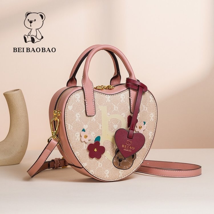 เด็กผู้หญิงแฟชั่น All-Match พิมพ์กระเป๋าสะพายสาว Casual Heart-Shaped Messenger กระเป๋าขนาดใหญ่ความจุซิป Messenger กระเป๋า