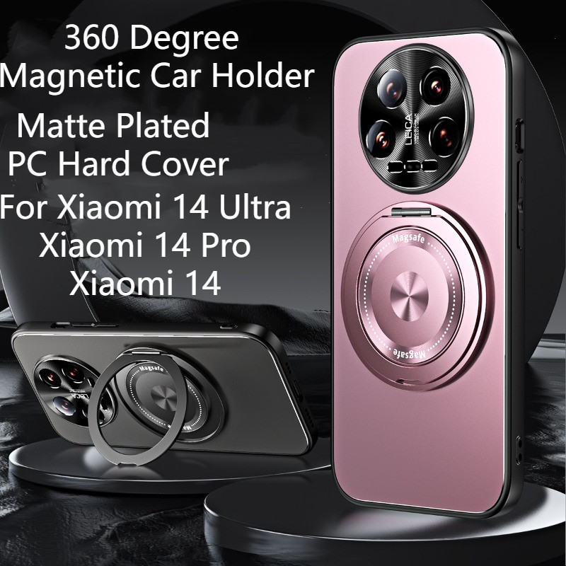 สําหรับปลอก Xiaomi 14 Ultra 14Ultra Case Luxury Plated 360° ที่วางขาตั้งแม่เหล็กสําหรับ Xiaomi 14 Pr