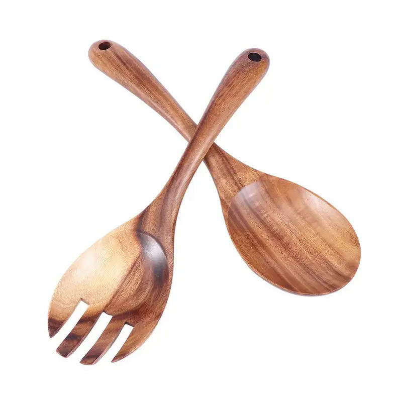 Mixing Cooking Cutlery Serving Salad Dinner Natural Large Spoons Tableware Fork Wooden Spoon