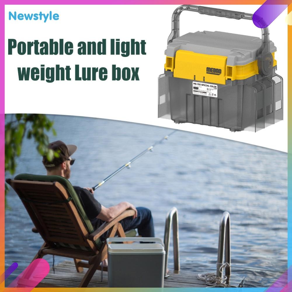 สไตล์ใหม่ Double Layer Fishing Tackle Carrier Case แบบพกพามัลติฟังก์ชั่นสําหรับผู้ชายผู้หญิง