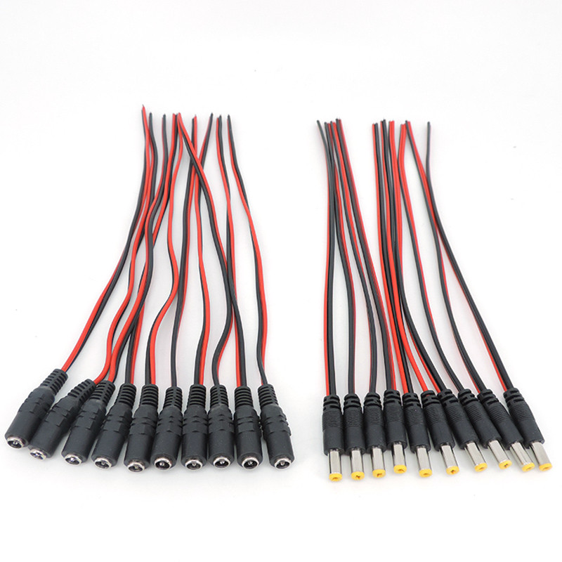 25 ซม.DC ชายหญิงปลั๊ก 12V แหล่งจ่ายไฟ Pigtail ขยายสายแจ็คสําหรับ led strip กล้องวงจรปิดเชื่อมต่อสายไฟ 5.5x2.1 มม.TH1