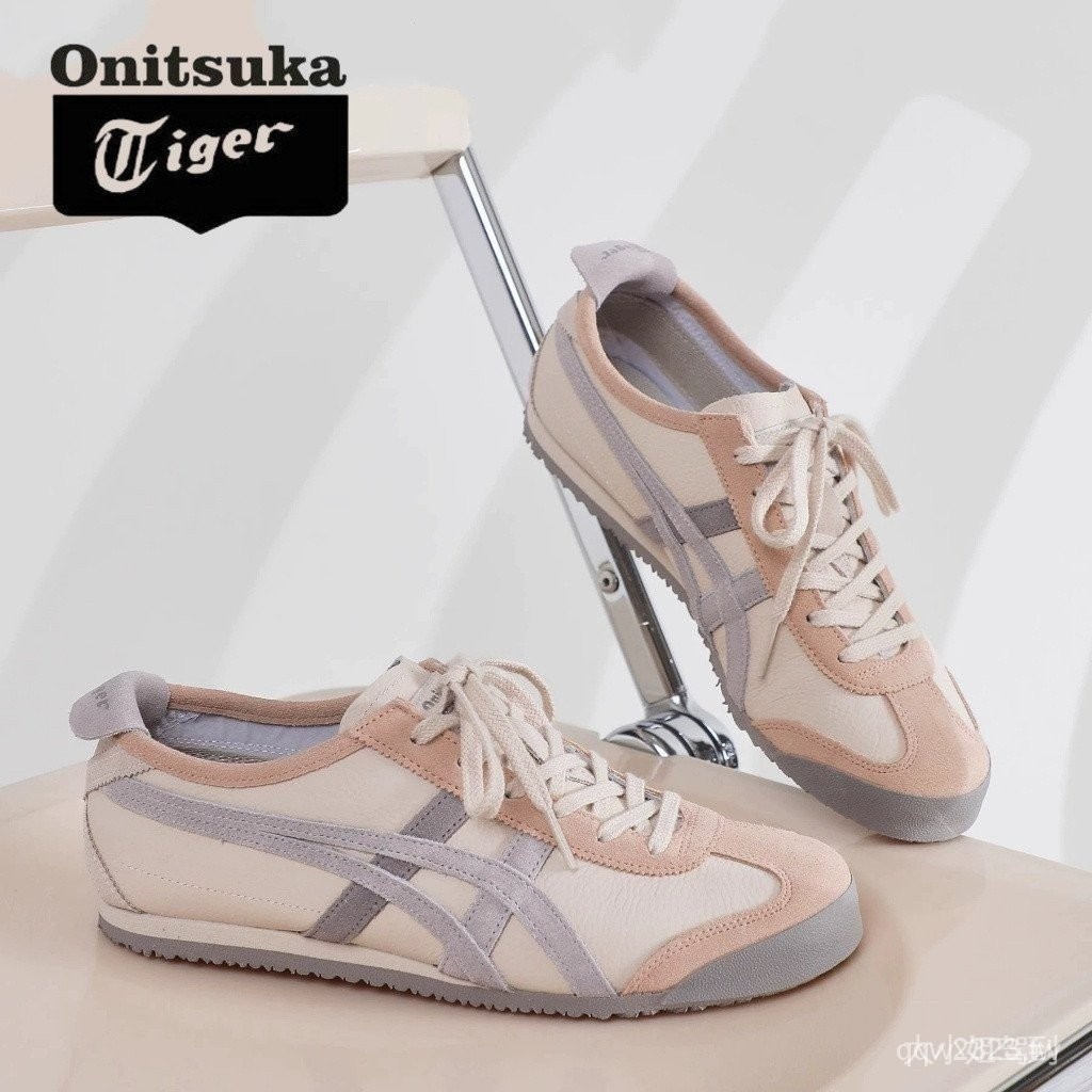 Onitsuka Tiger Onitsuka Tiger MEXICO 66ลายลิ้นจี่สี Merad รองเท้าผ้าใบลำลองสำหรับผู้ชายและผู้หญิง