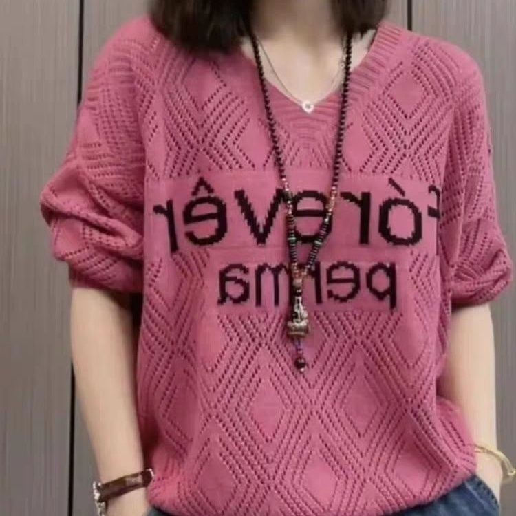 ฤดูร้อนสไตล์ใหม่กลางอายุแม่เสื้อกันหนาวกลวงหลวมเสื้อกันหนาวแฟชั่น