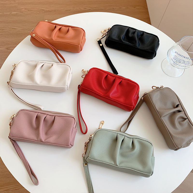 แฟชั่นผู้หญิงน่ารักสไตล์ยาวกระเป๋าหนัง PU Multi Card Case ความจุขนาดใหญ่ Zippe กระเป๋า