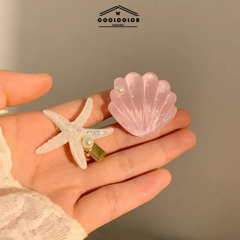 ในไทย💖กิ๊บติดผมปลาดาวเปลือกหอยประดับมุกสไตล์ฮาวายแฟชั่นฤดูร้อนสําหรับผู้หญิงหน้าม้าข้างคลิป.COD - รูปที่ 7