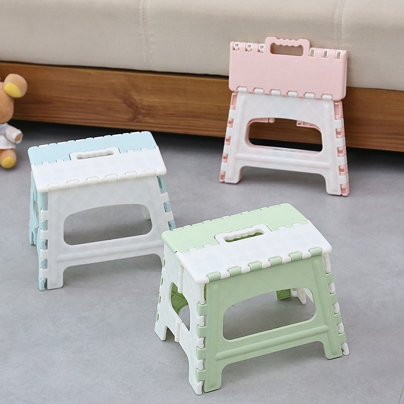 ซื้อ เก้าอี้ พลาสติกพับเก็บได้ เก้าอี้พกพา  แข็งแรงทนทาน สีสวย Foldable Stool ประหยัดพื้นที่จัดเก็บ