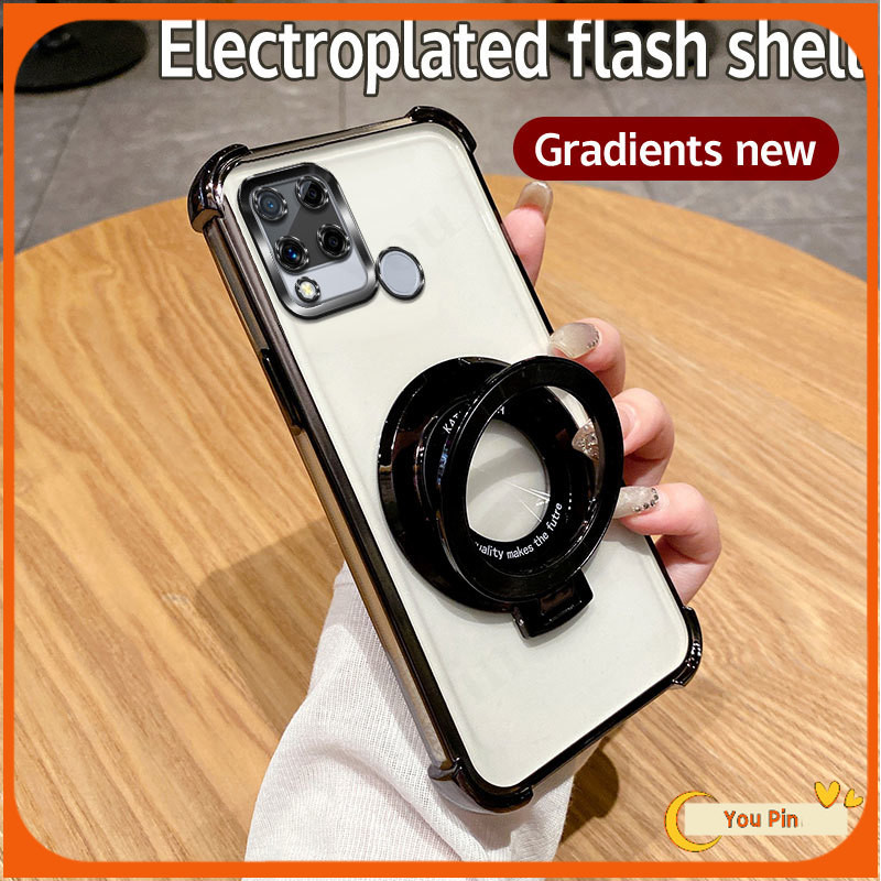 ปลอกสําหรับrealme C15 C25 C12 C25Sกรณีสี่มุมAnti-Dropบุคลิกภาพวงเล็บTPUเคสโทรศัพท์