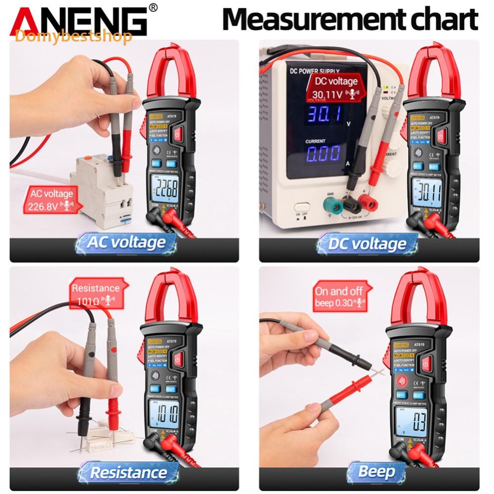 🚚 At619 แคลมป์มิเตอร์แอมมิเตอร์ 4000 Counts Measuring Tools(สีแดง) [Domybestshop.th]