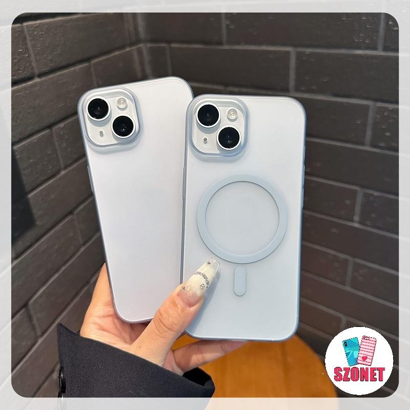 Frosted Magnetic Wireless Charging Hard กันกระแทกเคสโทรศัพท์สําหรับ iPhone 16 15 14 13 12 11 Pro Max 15 Plus XS XR X 8 7 6S Plus + SE 2020 Anti-fall ผิวฝาครอบโทรศัพท์