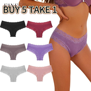 【Buy 5 Take 1】FINETOO Lace Seamless Panty for Women Sexy Cotton Panties Comfortable Underwear Lingerie Female Floral Thong
