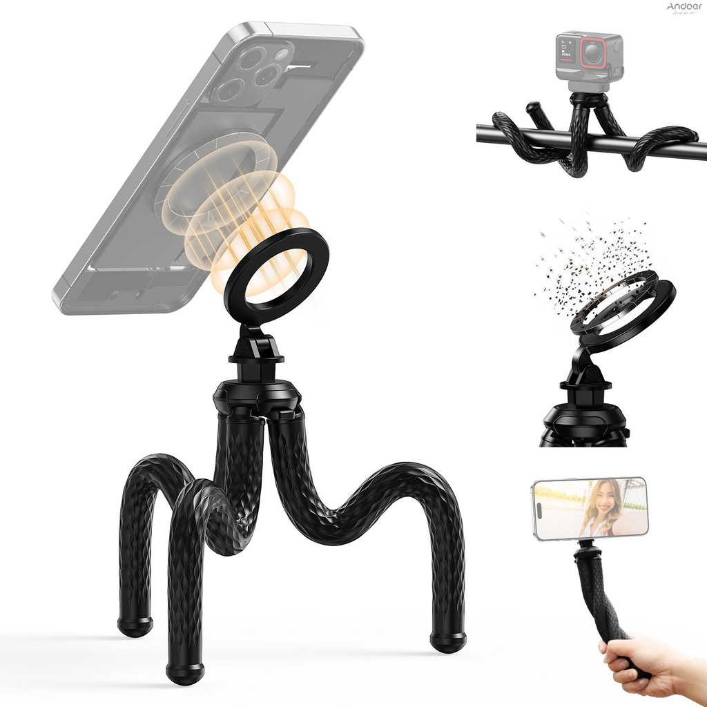 Telesin P3-FM-02 แม่เหล็กยืดหยุ่นโทรศัพท์ขาตั้งกล้องเดสก์ท็อปขาตั้งกล้องสําหรับโทรศัพท์ 2 กก.ความจุ 