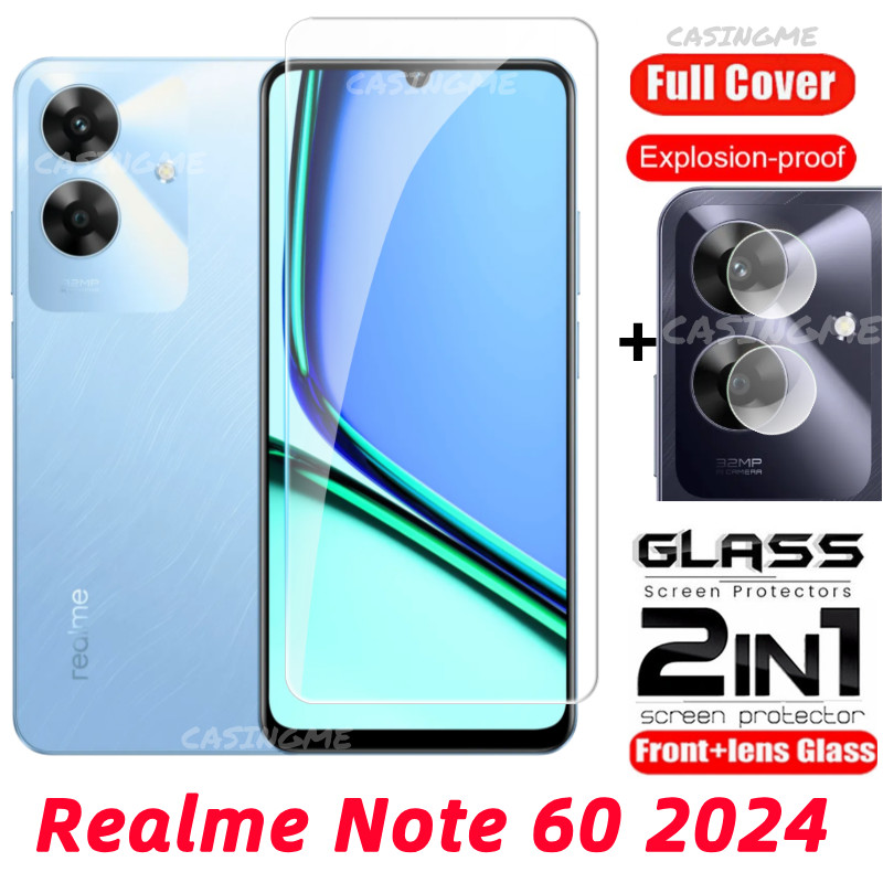 Realme Note 60 60x 2024 ฟิล์ม 2 in 1 ป้องกันหน้าจอกระจกนิรภัยสําหรับ Realme Note 60 Note60 60Note RealmeNote60 4G 5G 2024ฟิล์มด้านหน้ากลับเลนส์